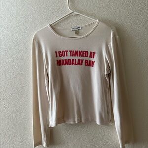 Rare Vintage Mandalay Bay Cream Long Sleeve Tee with Red Print